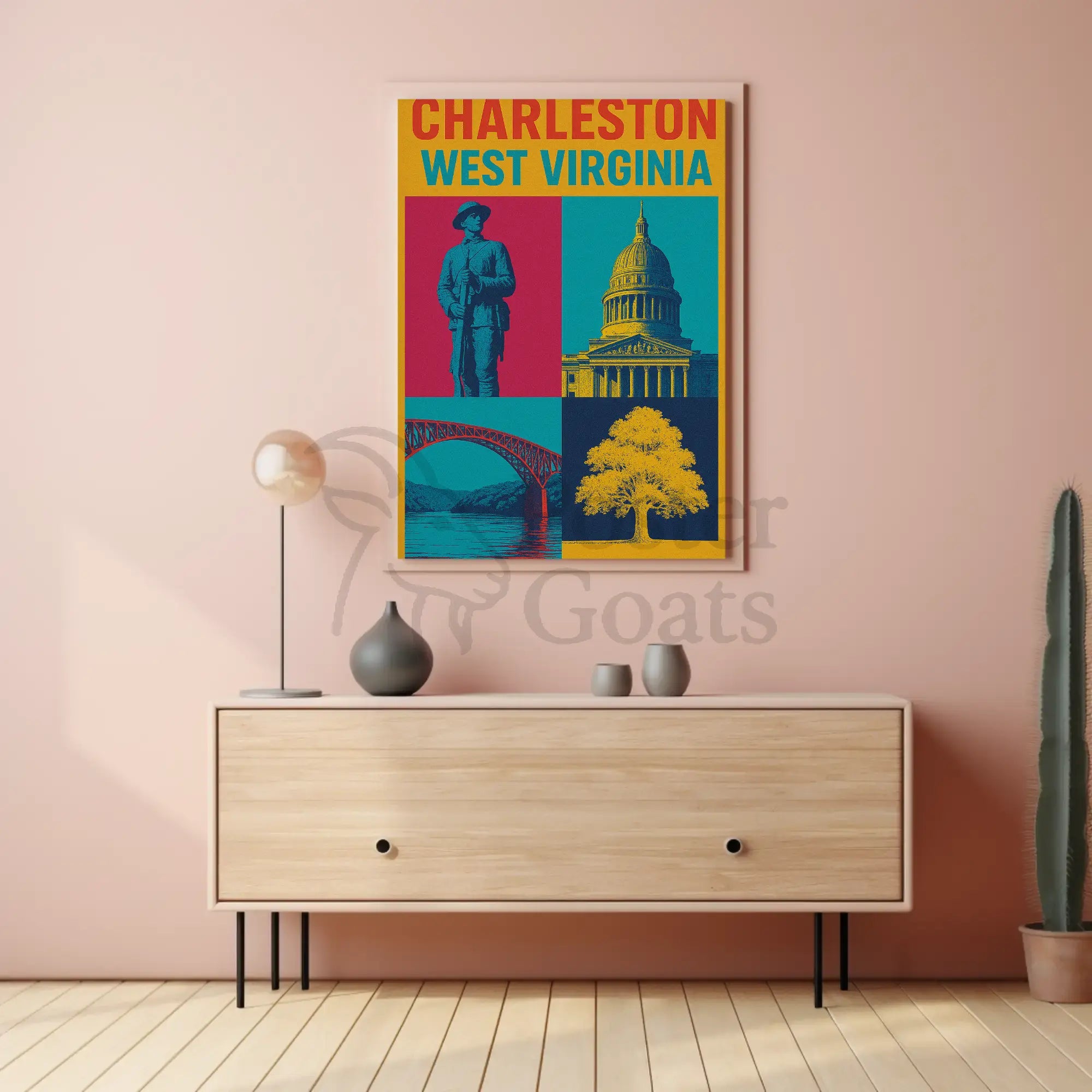 Charleston Landmarks Celebration Heritage Retro Art Poster PosterGoat