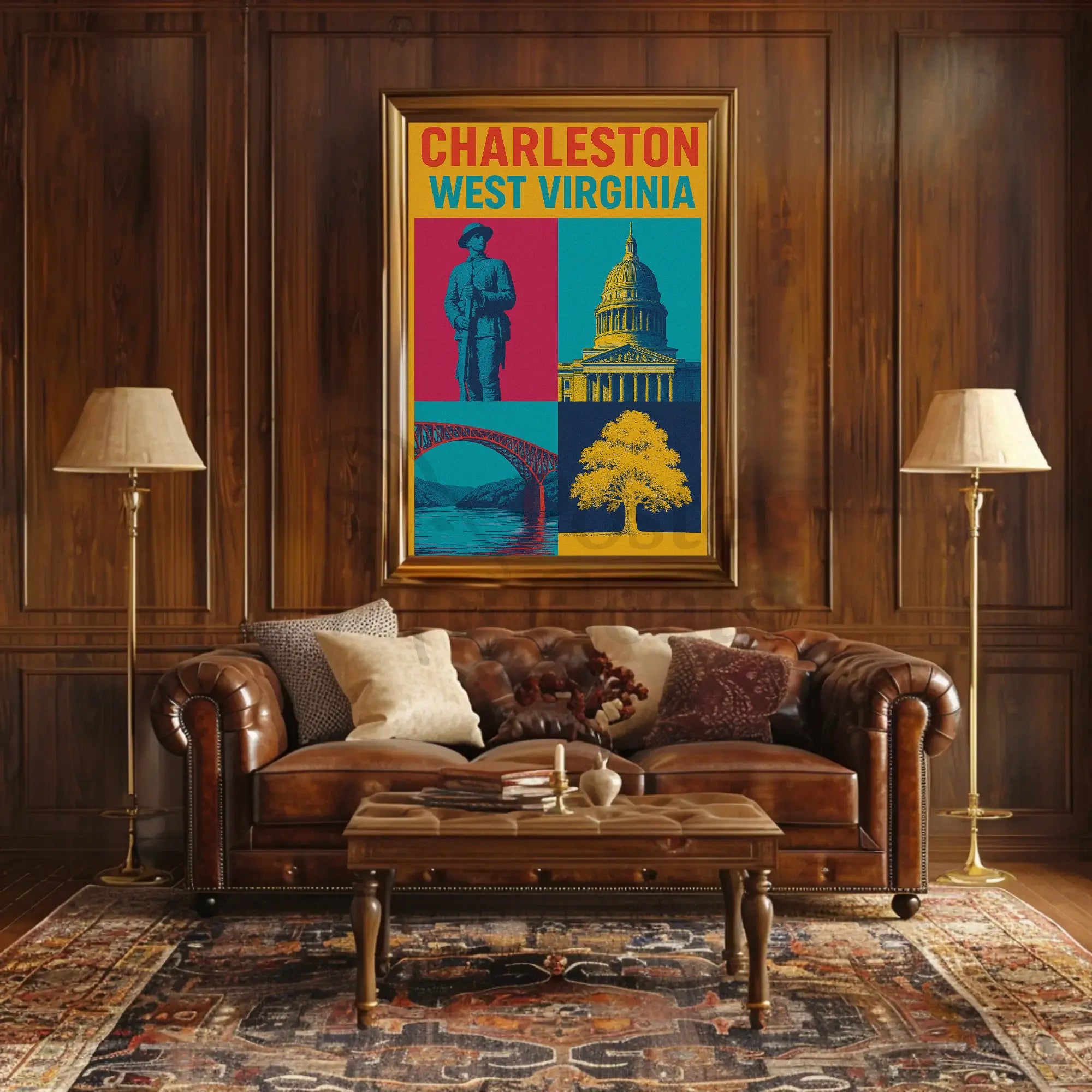 Charleston Landmarks Celebration Heritage Retro Art Poster PosterGoat