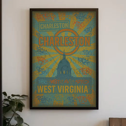 Charleston Sunrise Graffiti Silhouette Travel Poster PosterGoat