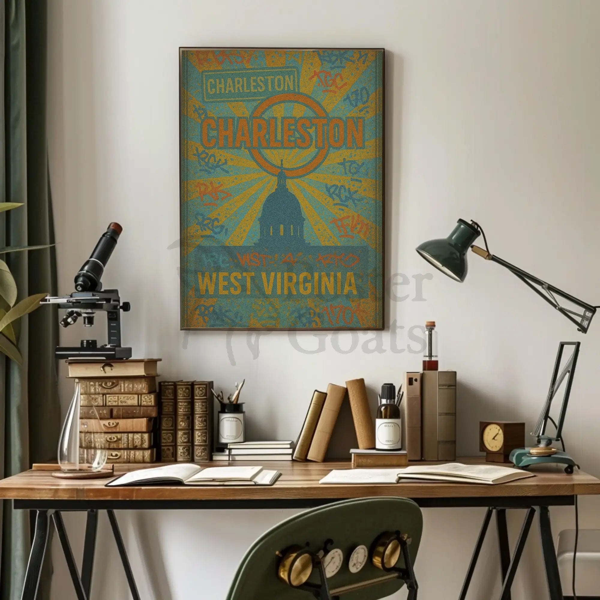 Charleston Sunrise Graffiti Silhouette Travel Poster PosterGoat