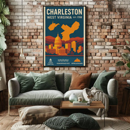 Charleston Vintage Travel West Virginia Art Poster PosterGoat