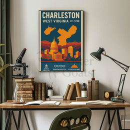 Charleston Vintage Travel West Virginia Art Poster PosterGoat