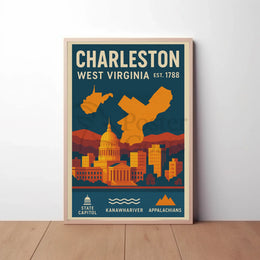Charleston Vintage Travel West Virginia Art Poster PosterGoat