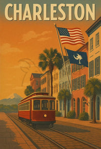 Charleston's Timeless Charm in Vintage Travel Poster PosterGoat