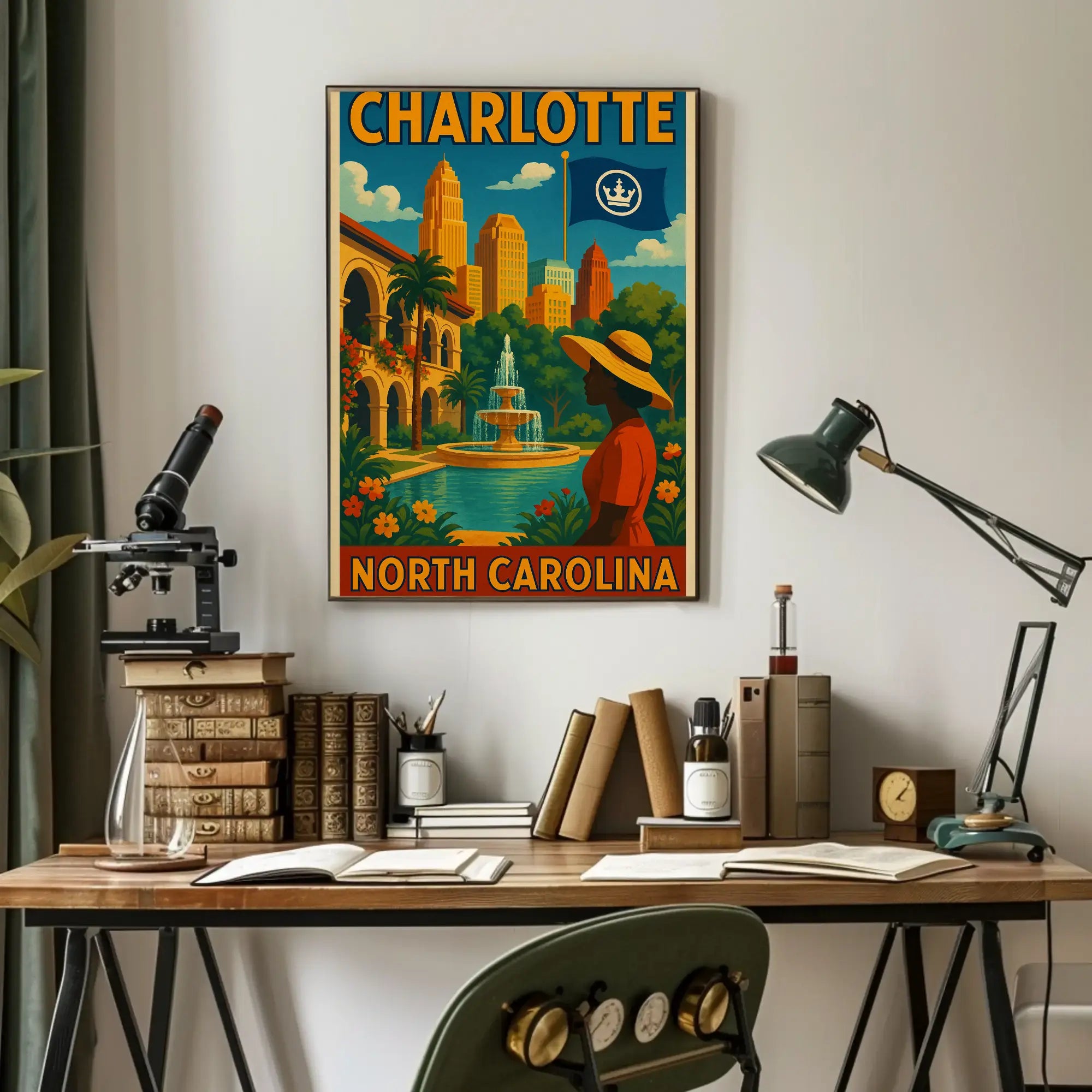 Charlotte Cityscape Elegance Art Deco Travel Poster PosterGoat