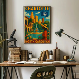 Charlotte Cityscape Elegance Art Deco Travel Poster PosterGoat