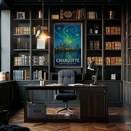 Charlotte Nighttime Skyline Artistry: Abstract, Artistic, or Pop Culture Poster PosterGoat