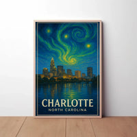 Charlotte Nighttime Skyline Artistry: Abstract, Artistic, or Pop Culture Poster PosterGoat
