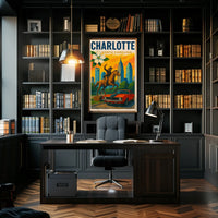 Charlotte Skyline Retro Art Travel Poster PosterGoat