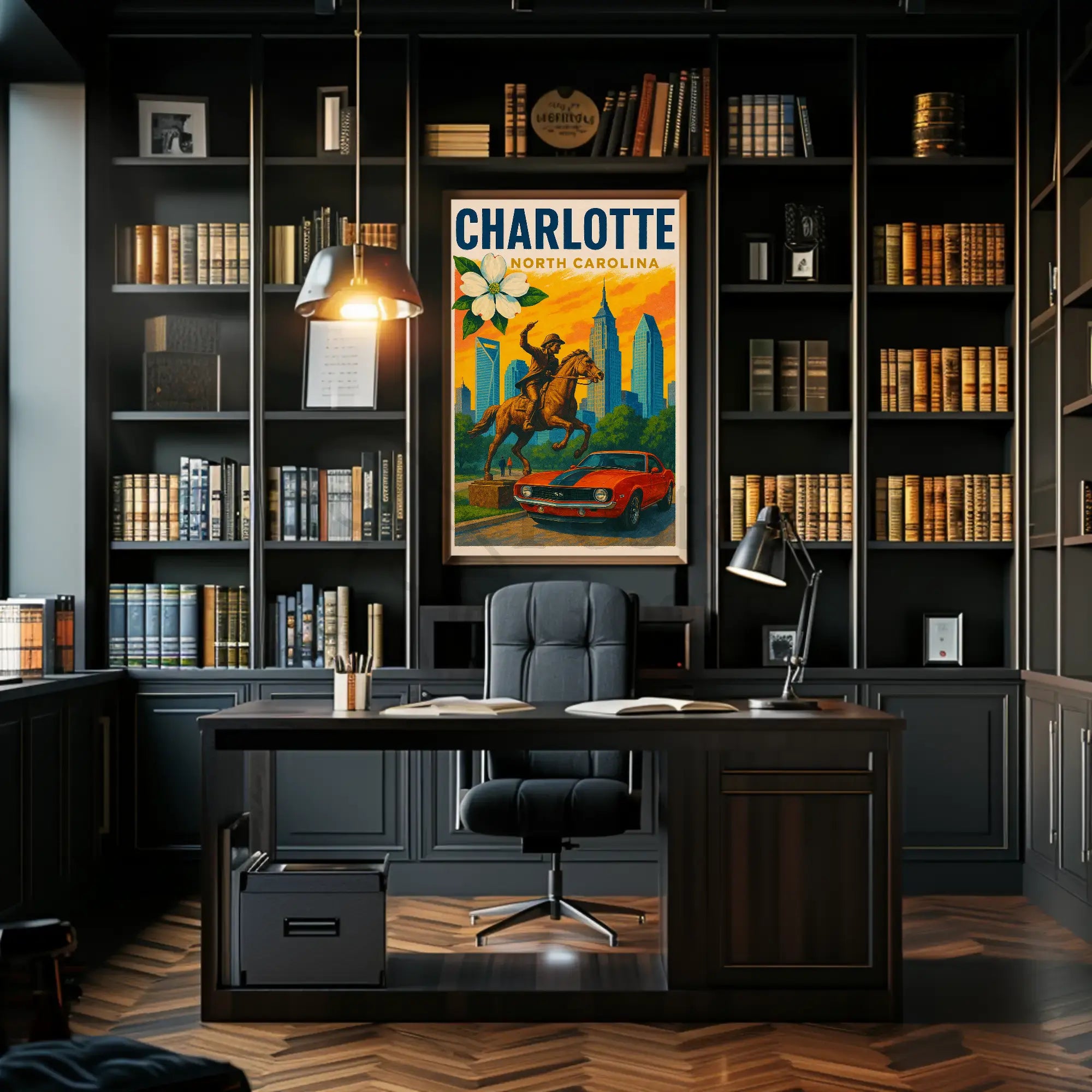 Charlotte Skyline Retro Art Travel Poster PosterGoat