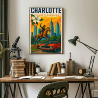 Charlotte Skyline Retro Art Travel Poster PosterGoat