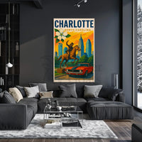 Charlotte Skyline Retro Art Travel Poster PosterGoat