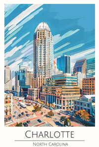 Charlotte Skyline Urban Architecture Travel Poster PosterGoat
