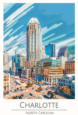Charlotte Skyline Urban Architecture Travel Poster PosterGoat