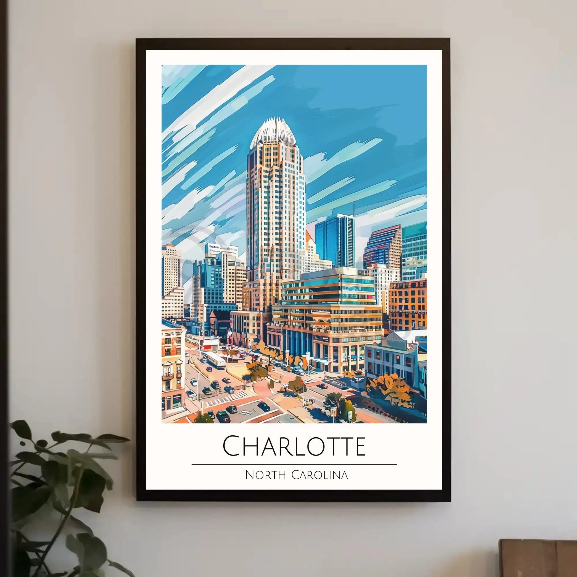 Charlotte Skyline Urban Architecture Travel Poster PosterGoat