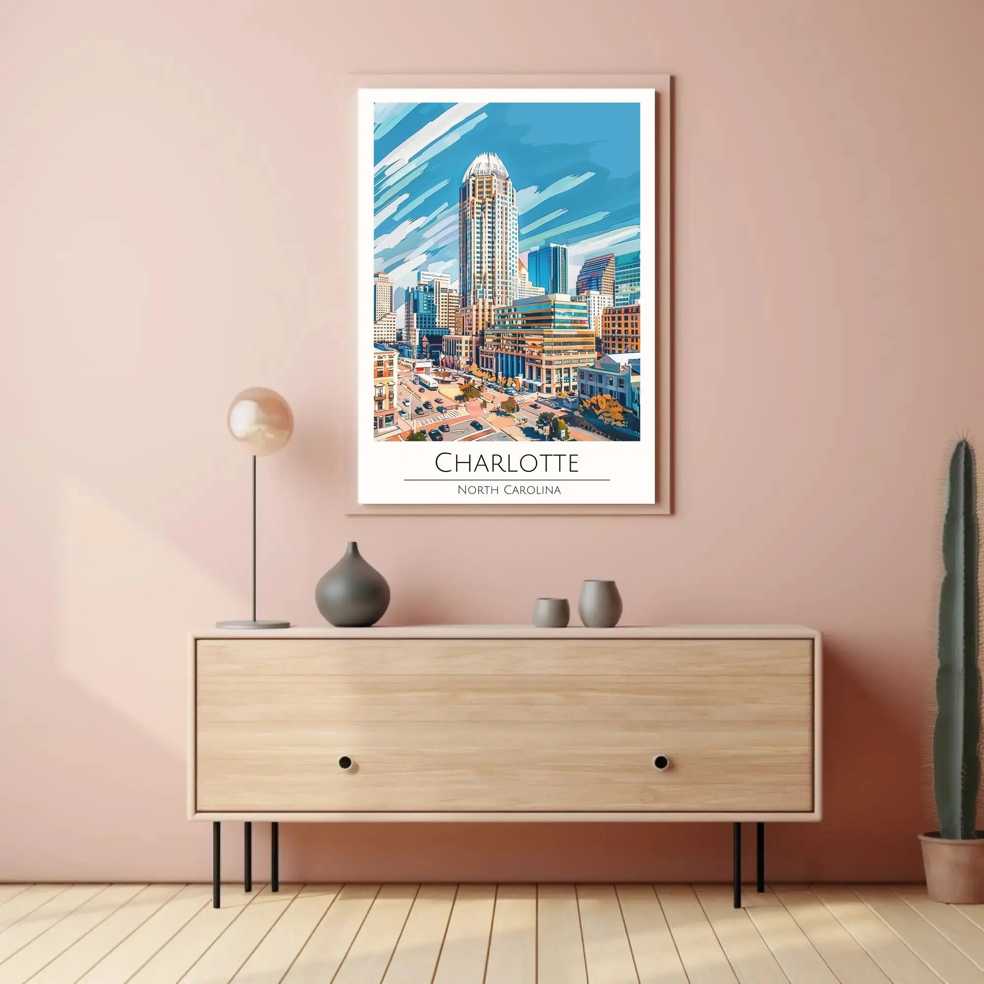 Charlotte Skyline Urban Architecture Travel Poster PosterGoat