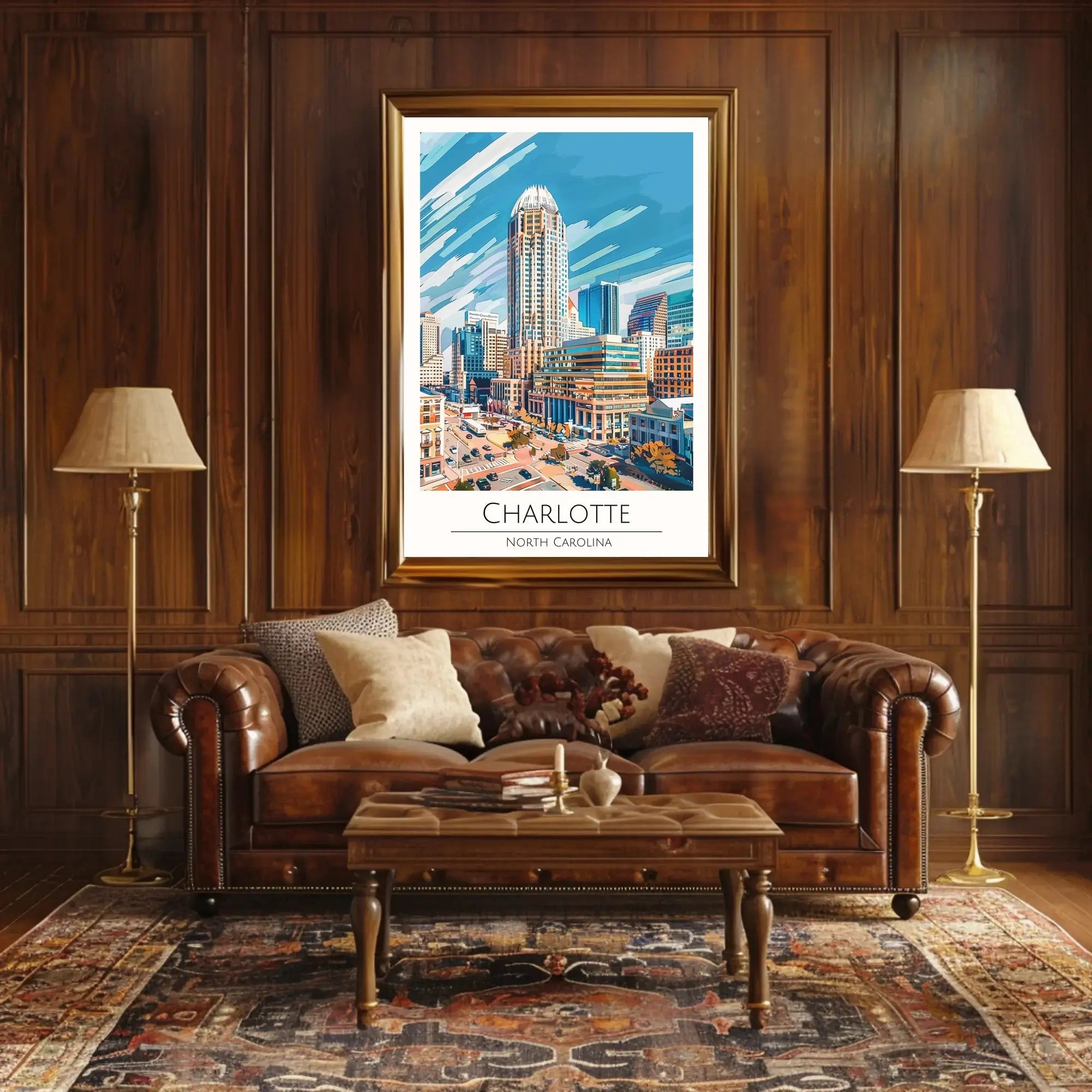 Charlotte Skyline Urban Architecture Travel Poster PosterGoat
