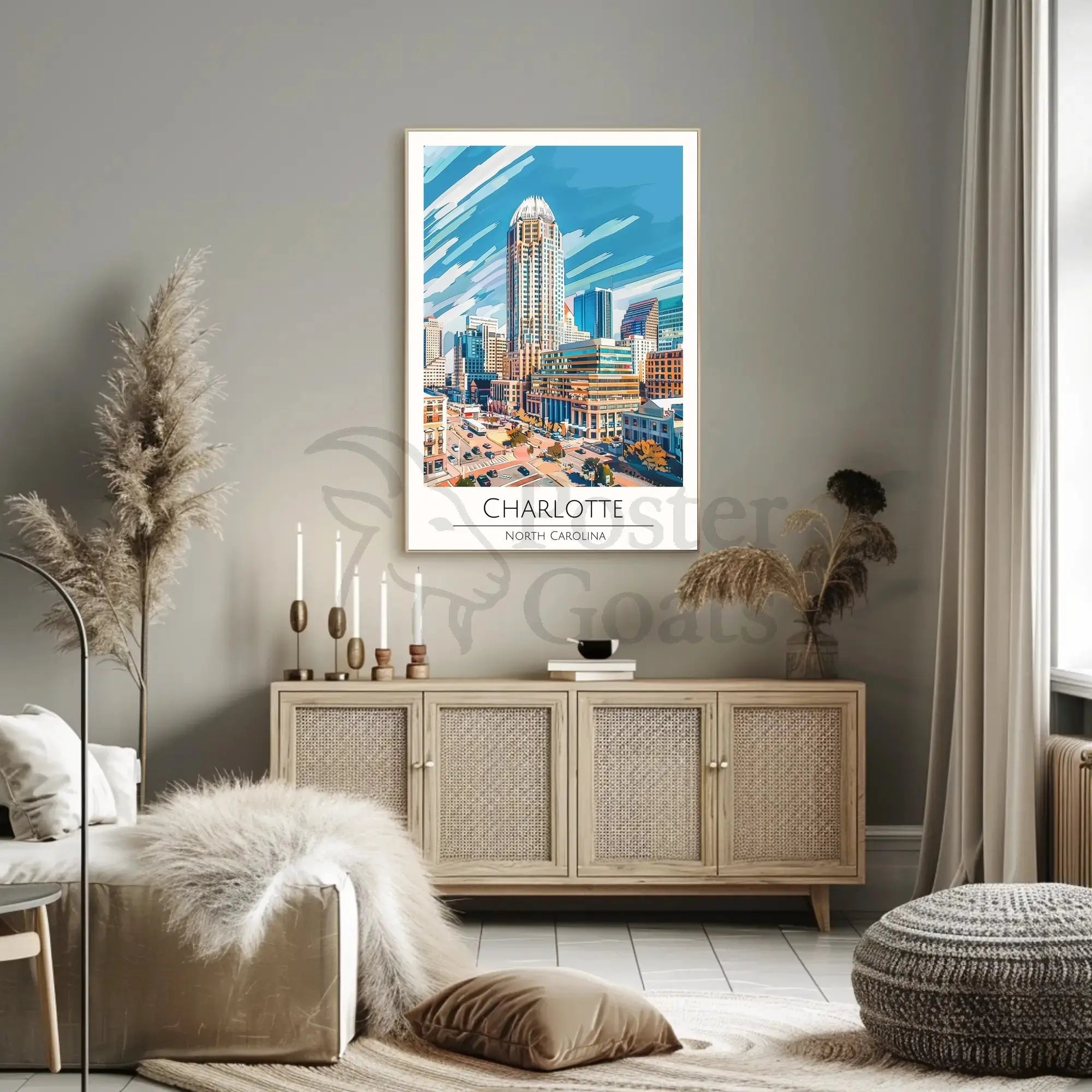 Charlotte Skyline Urban Architecture Travel Poster PosterGoat