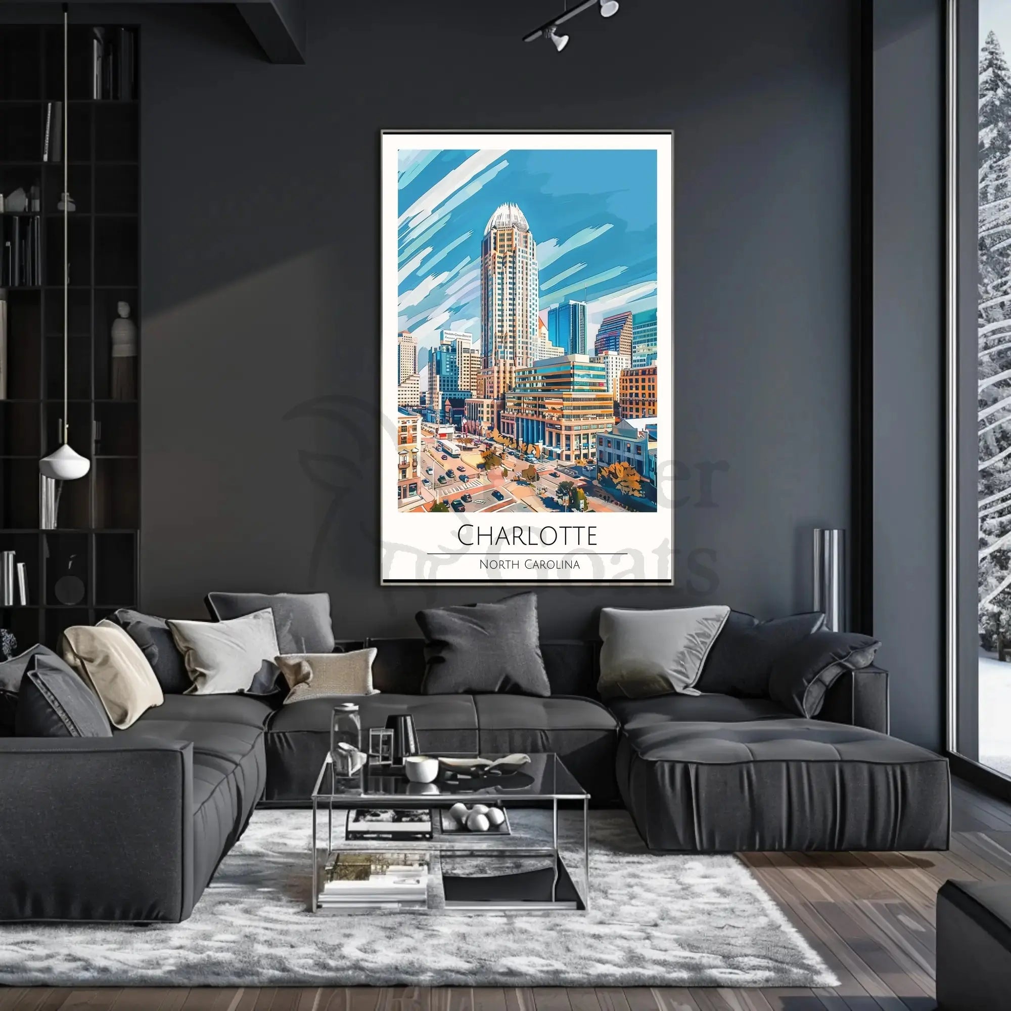 Charlotte Skyline Urban Architecture Travel Poster PosterGoat