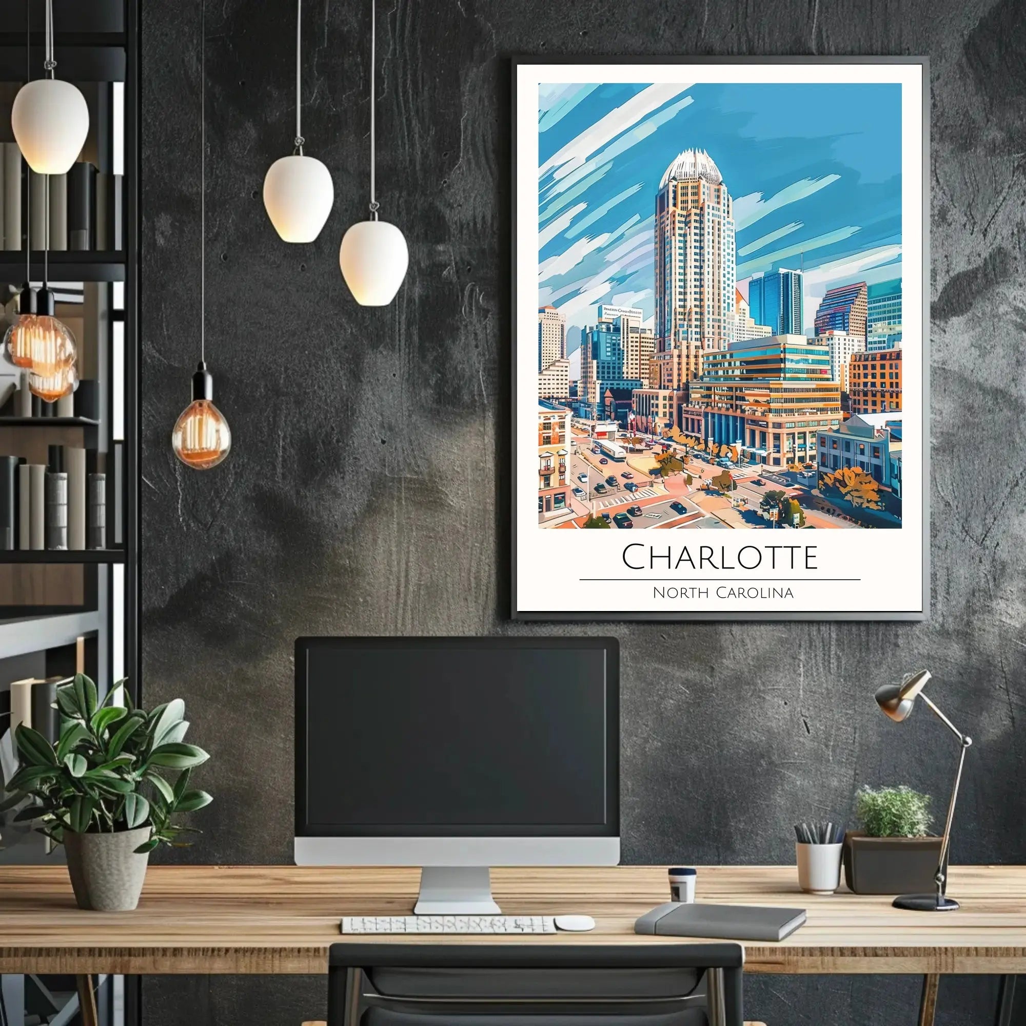 Charlotte Skyline Urban Architecture Travel Poster PosterGoat