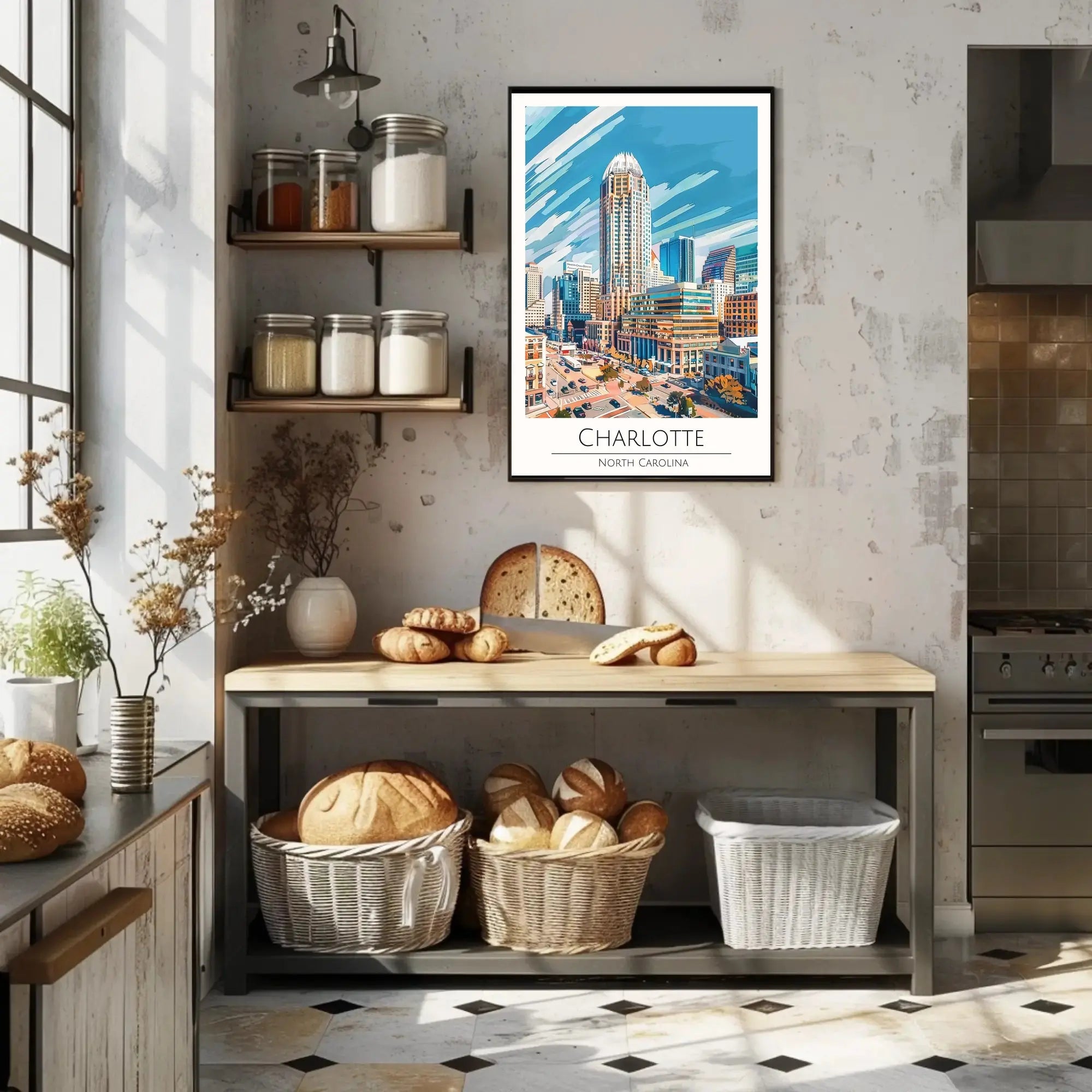 Charlotte Skyline Urban Architecture Travel Poster PosterGoat