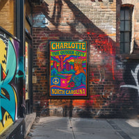 Charlotte's Vibrant Retro Queen City Art Poster PosterGoat