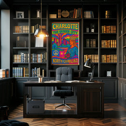 Charlotte's Vibrant Retro Queen City Art Poster PosterGoat