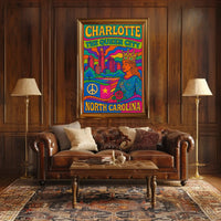 Charlotte's Vibrant Retro Queen City Art Poster PosterGoat