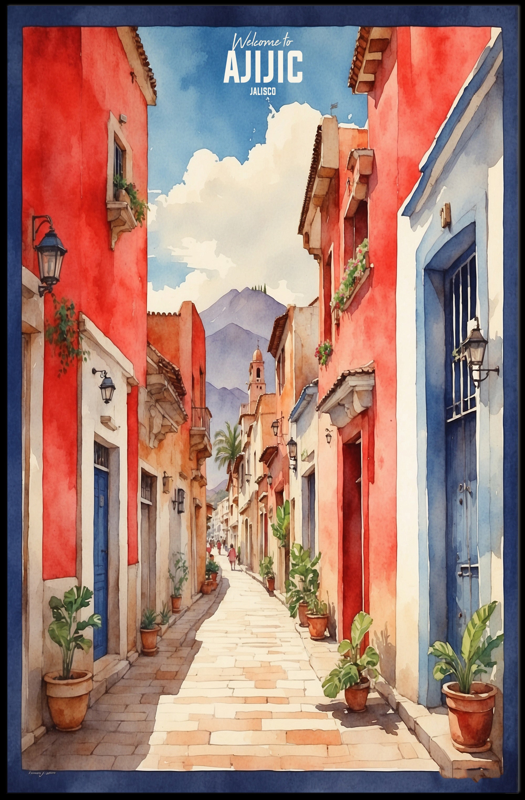 Charming Ajijic Street Scene, Jalisco, Mexico Travel Poster PosterGoat