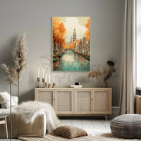 Charming Amsterdam Autumn Cityscape Travel Poster PosterGoat