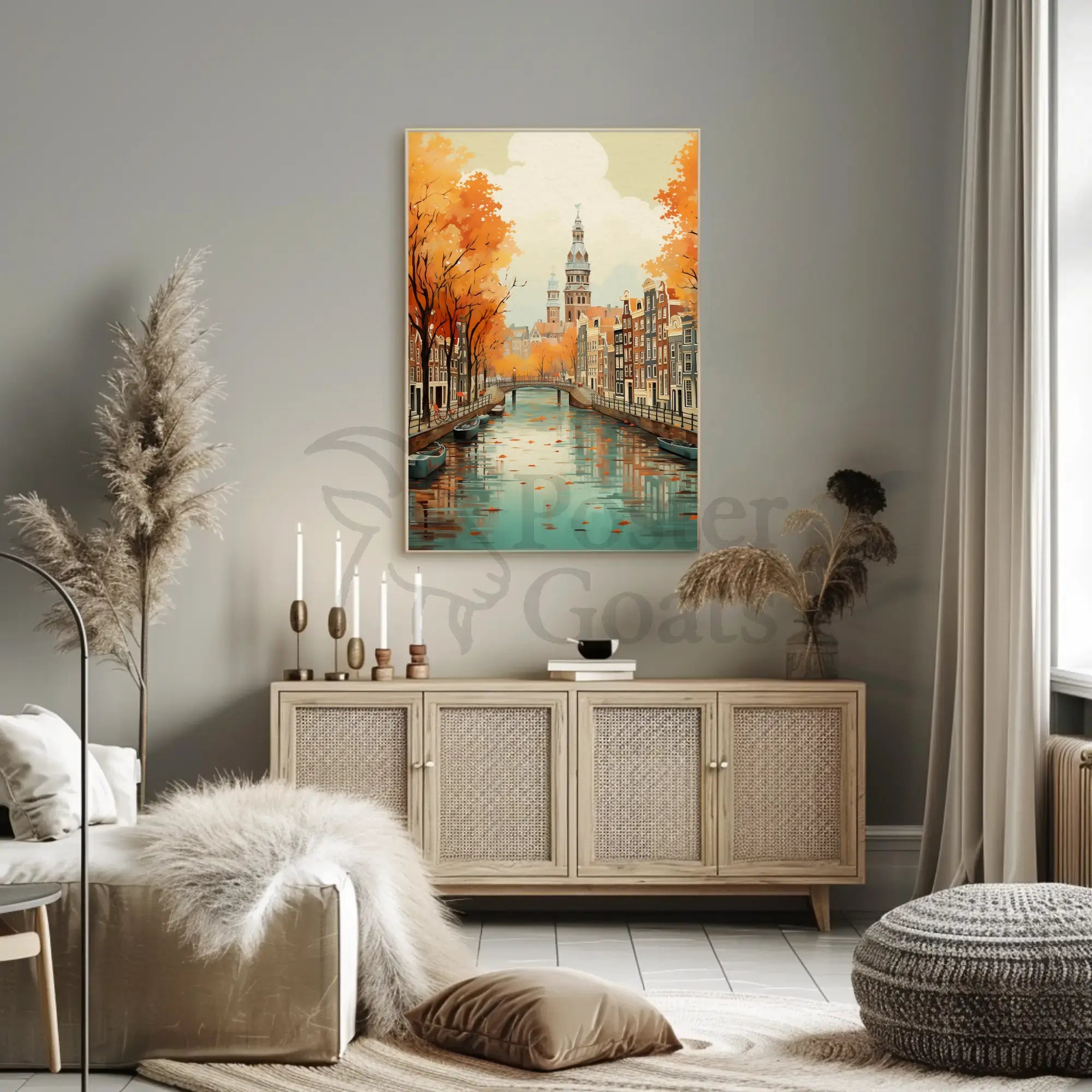Charming Amsterdam Autumn Cityscape Travel Poster PosterGoat
