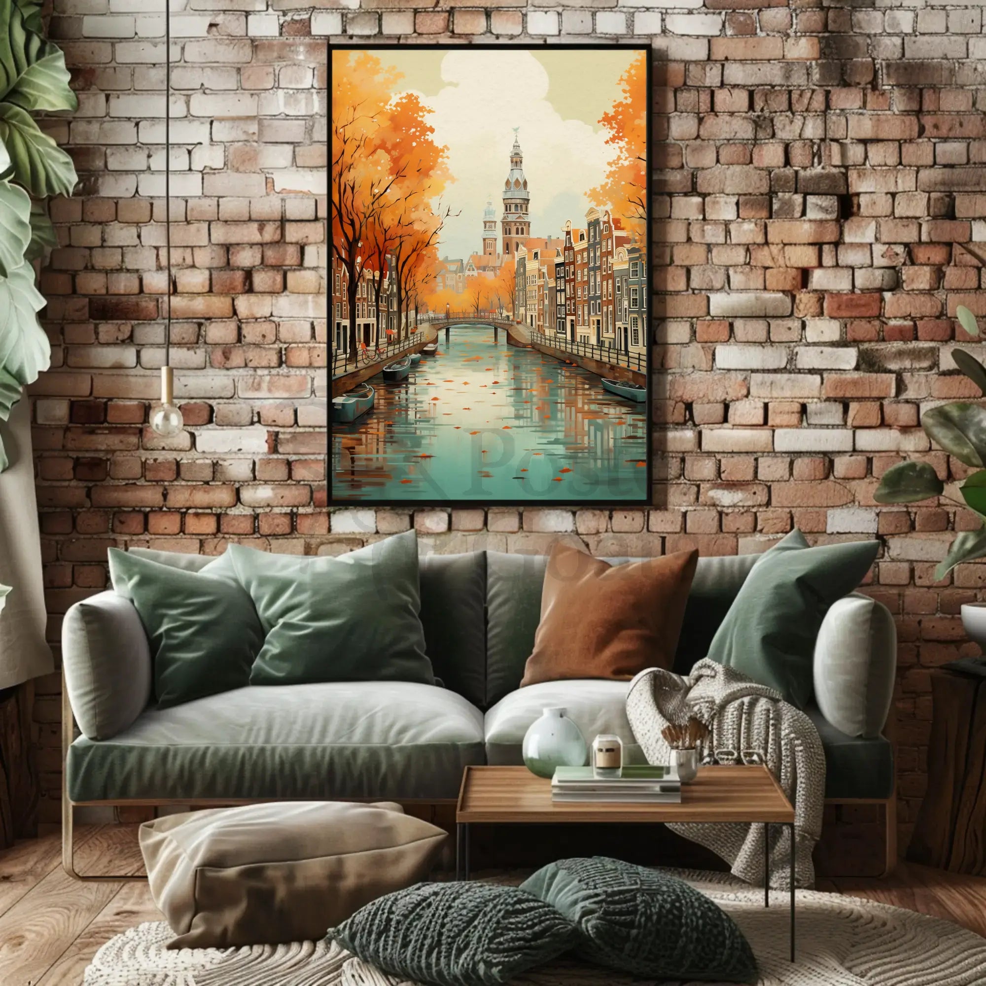 Charming Amsterdam Autumn Cityscape Travel Poster PosterGoat