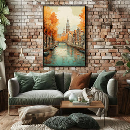 Charming Amsterdam Autumn Cityscape Travel Poster PosterGoat