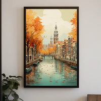 Charming Amsterdam Autumn Cityscape Travel Poster PosterGoat