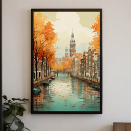 Charming Amsterdam Autumn Cityscape Travel Poster PosterGoat