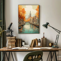 Charming Amsterdam Autumn Cityscape Travel Poster PosterGoat