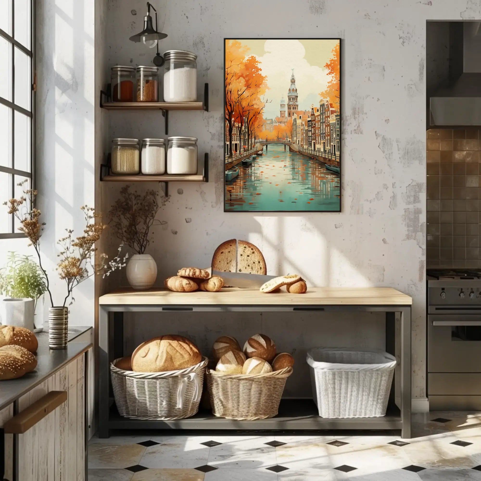 Charming Amsterdam Autumn Cityscape Travel Poster PosterGoat