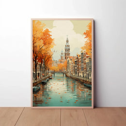 Charming Amsterdam Autumn Cityscape Travel Poster PosterGoat