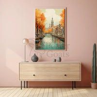 Charming Amsterdam Autumn Cityscape Travel Poster PosterGoat