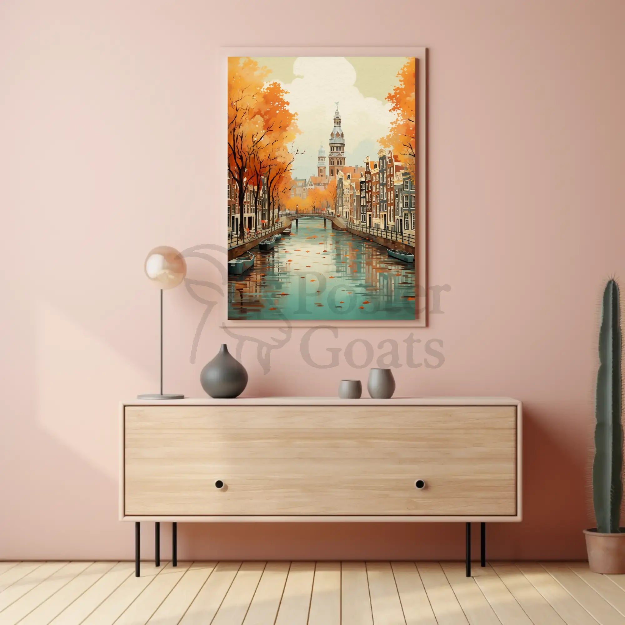 Charming Amsterdam Autumn Cityscape Travel Poster PosterGoat