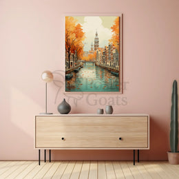 Charming Amsterdam Autumn Cityscape Travel Poster PosterGoat