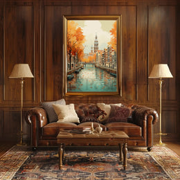 Charming Amsterdam Autumn Cityscape Travel Poster PosterGoat