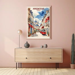 Charming Argenteuil Street Scene Watercolor Urban or Cityscape Poster PosterGoat