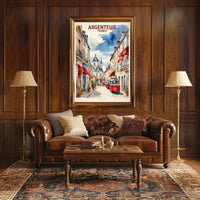 Charming Argenteuil Street Scene Watercolor Urban or Cityscape Poster PosterGoat