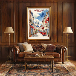 Charming Argenteuil Street Scene Watercolor Urban or Cityscape Poster PosterGoat