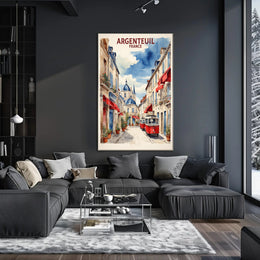 Charming Argenteuil Street Scene Watercolor Urban or Cityscape Poster PosterGoat