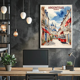Charming Argenteuil Street Scene Watercolor Urban or Cityscape Poster PosterGoat