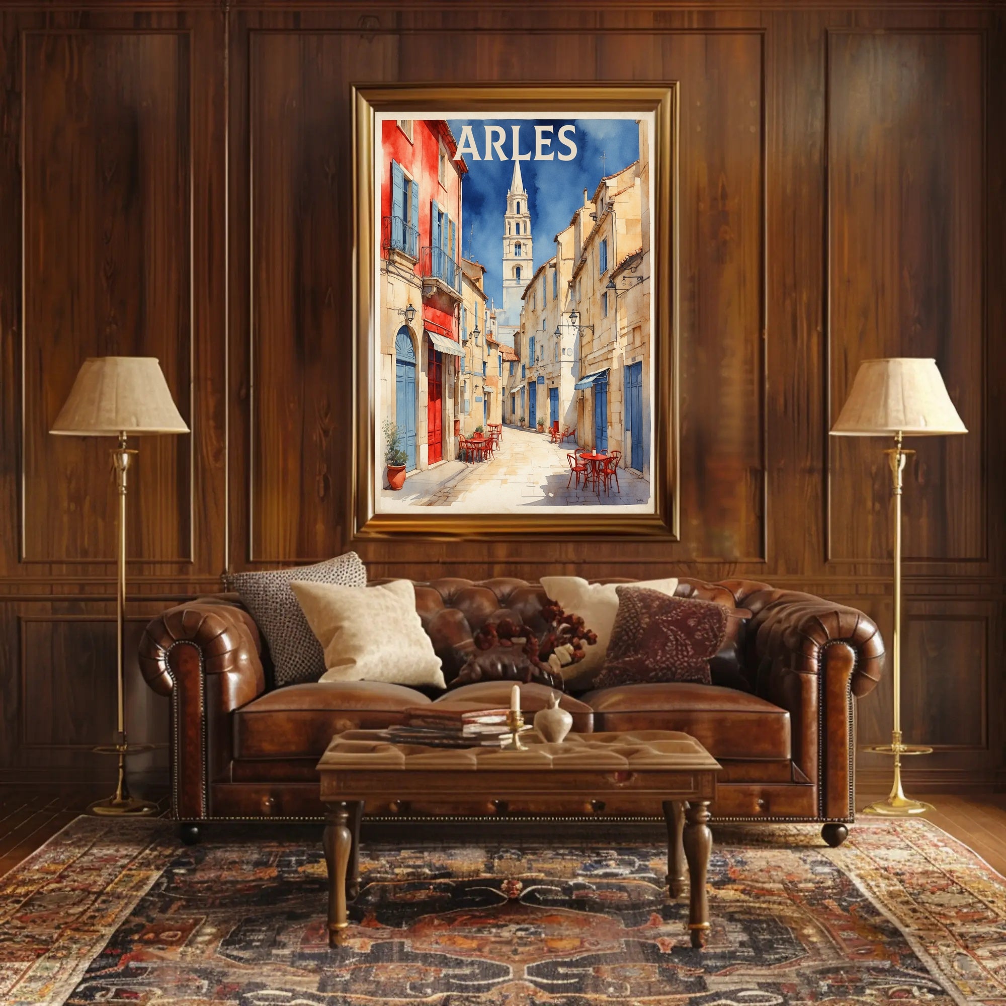 Charming Arles Street Scene: Watercolor Travel Poster PosterGoat