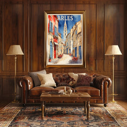 Charming Arles Street Scene: Watercolor Travel Poster PosterGoat