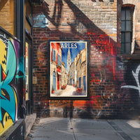 Charming Arles Street Scene: Watercolor Travel Poster PosterGoat
